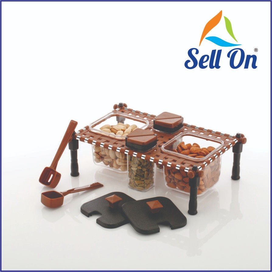 Brown Rajwadi Style Spice & Pickle Jar Set, For Kitchen, Capacity: 250 Grm
