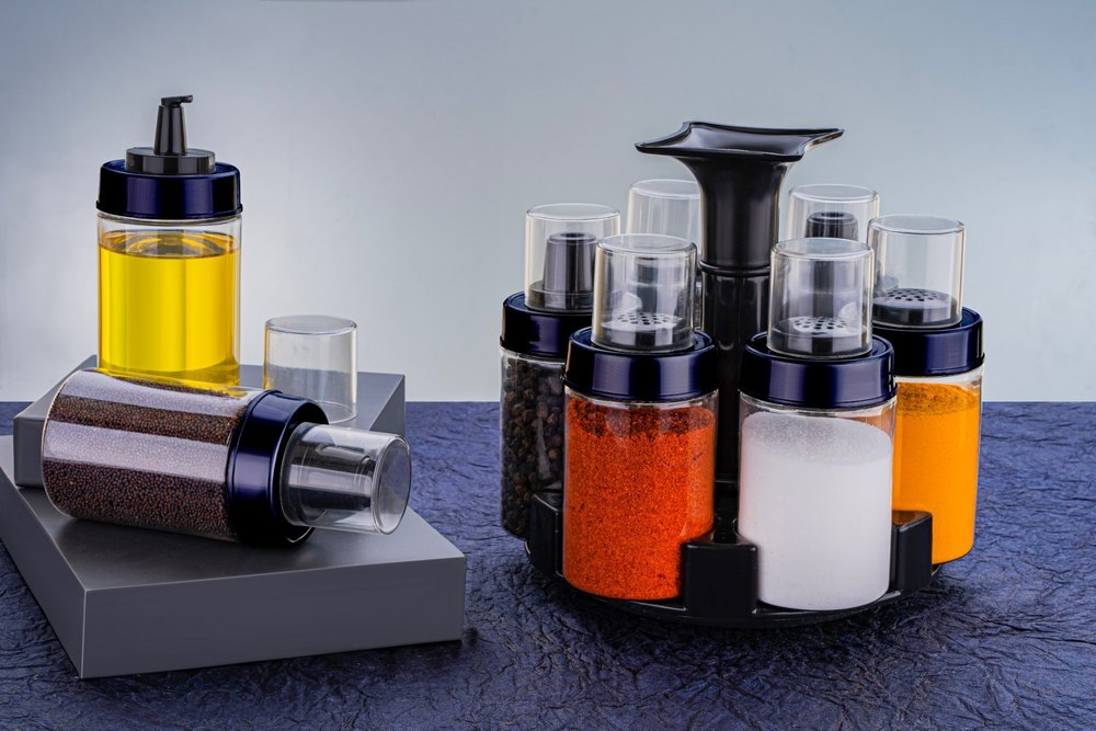Circular Plastic Revolving Spice Rack 6 Jars, Size/Dimensions: Standard