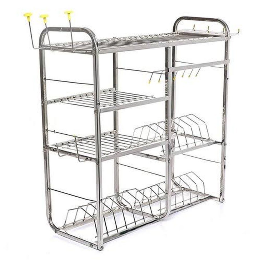 VS VIJAYSTEEL Silver Stainless Steel Wall Mount Kitchen Dish Racks, For Keep Utensils, Size: 24 X 24 Inch