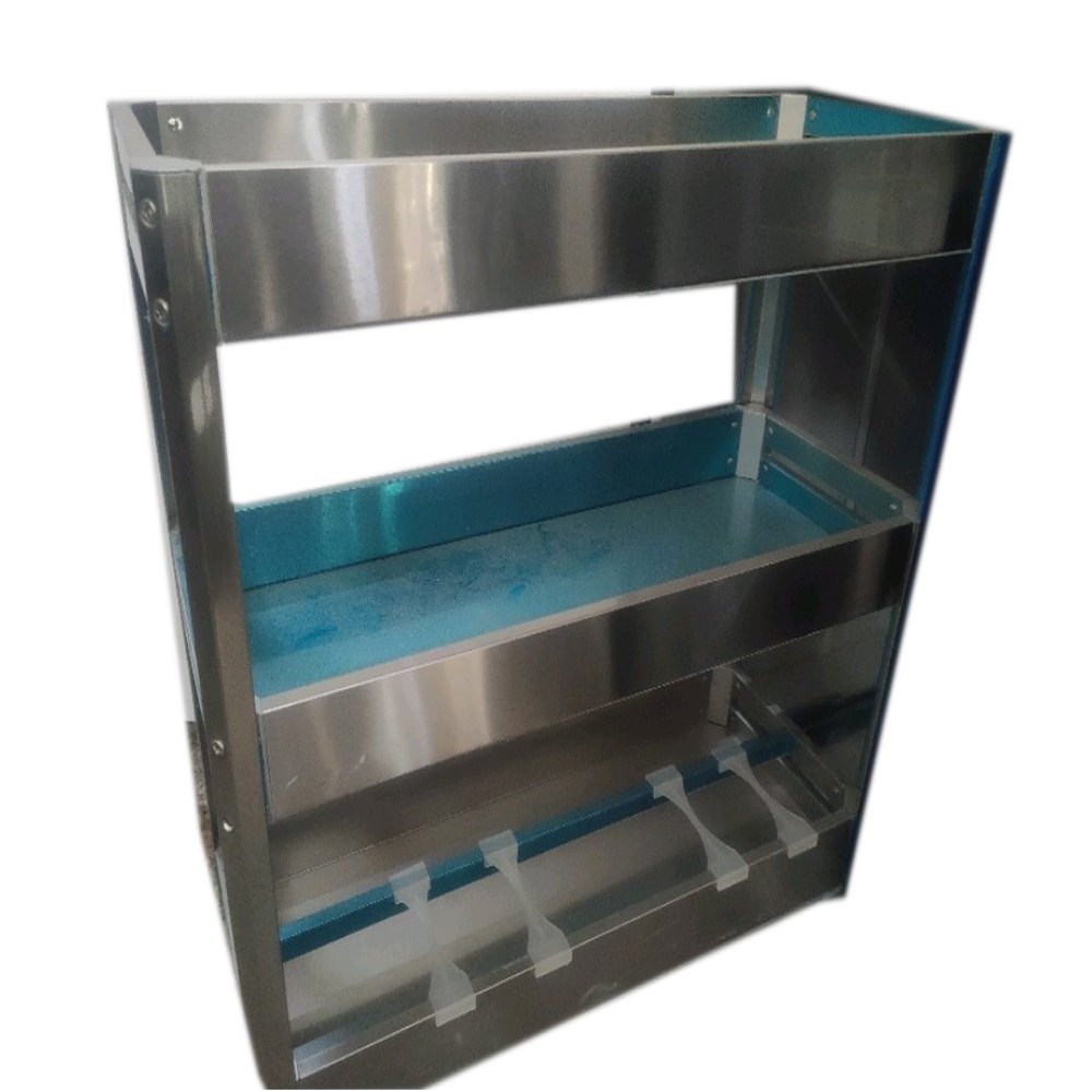 Stainless Steel Silver Kitchen Satin Bottles Pull Out Rack, Size: 18x20x6 Inch