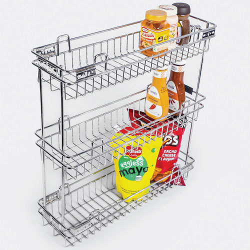 Stainless Steel White Bottle Pull Out 2/3 Shelf