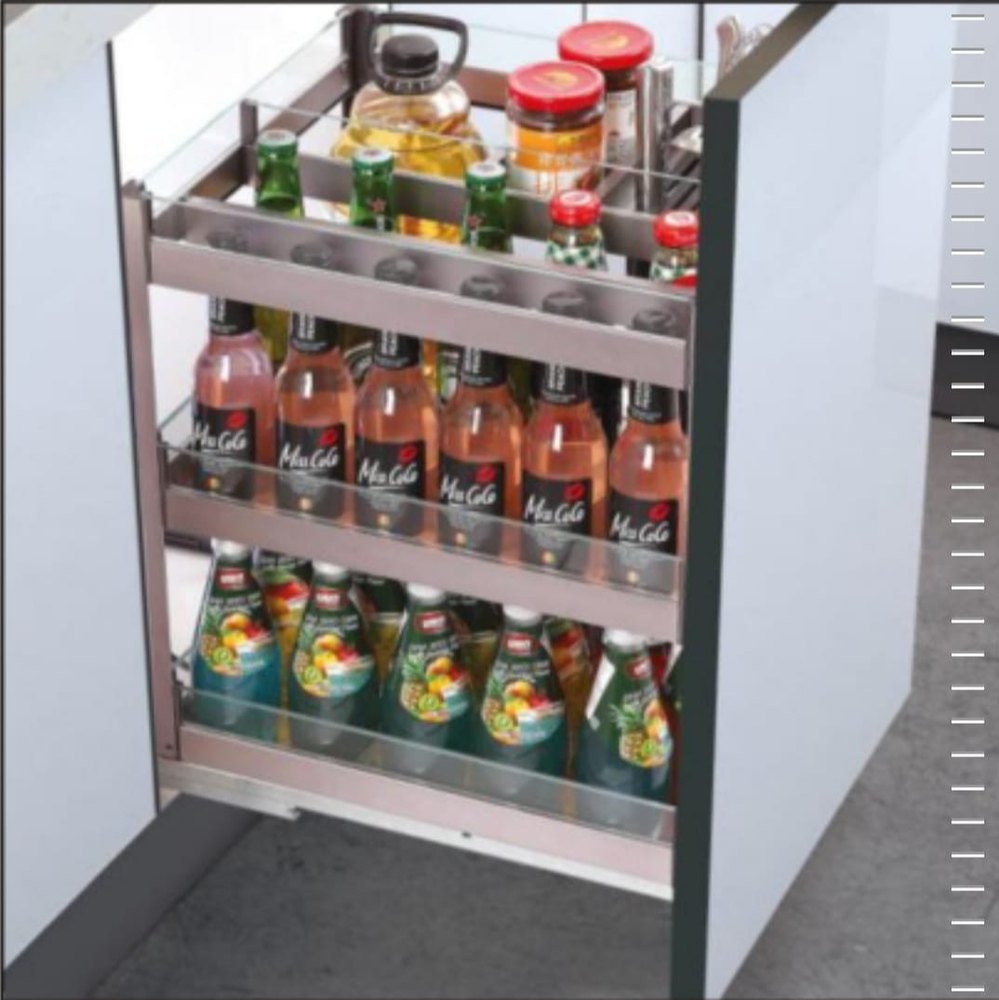 Laranza SS and MDF/Wooden Glass Bottle Pull Out, For Kitchen, Size/Dimension: 250 X 500 X 590 mm
