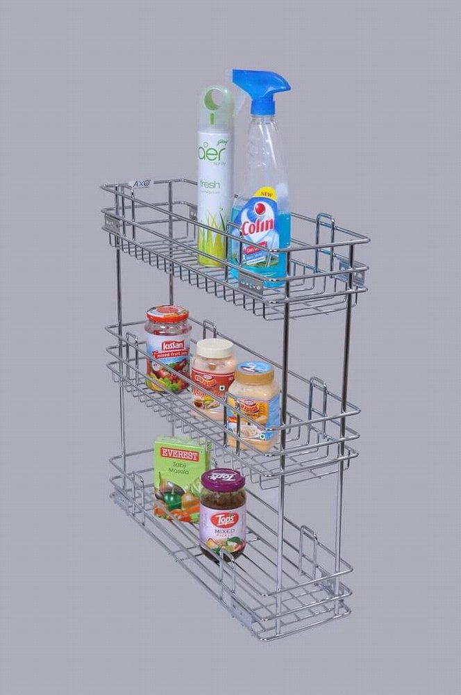 Rectangular SS Bottle Pull Out Shelve