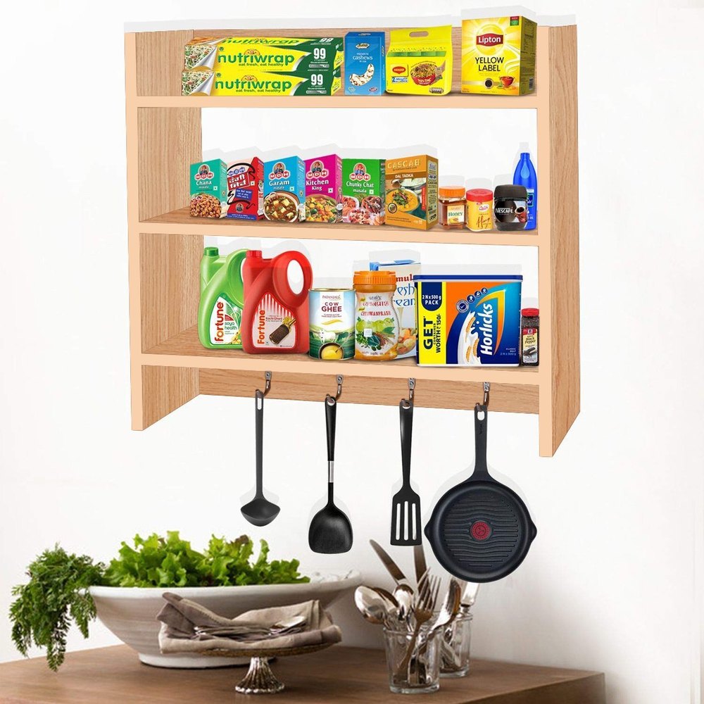 Wooden Wall Mount Kitchen Storage Rack Stand