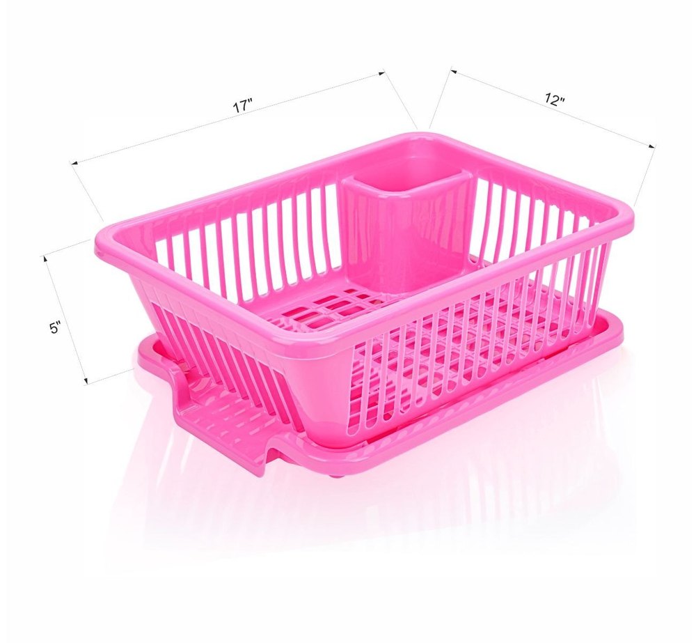 Pink Kitchen Basket Drainer Rack