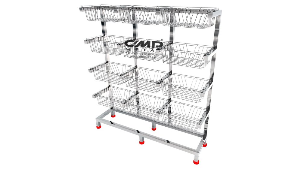 Silver Rectangular CSSD Basket Rack, For Pharmaceutical / Chemical Industry, Size: 1240 X 450 X 1970 mm