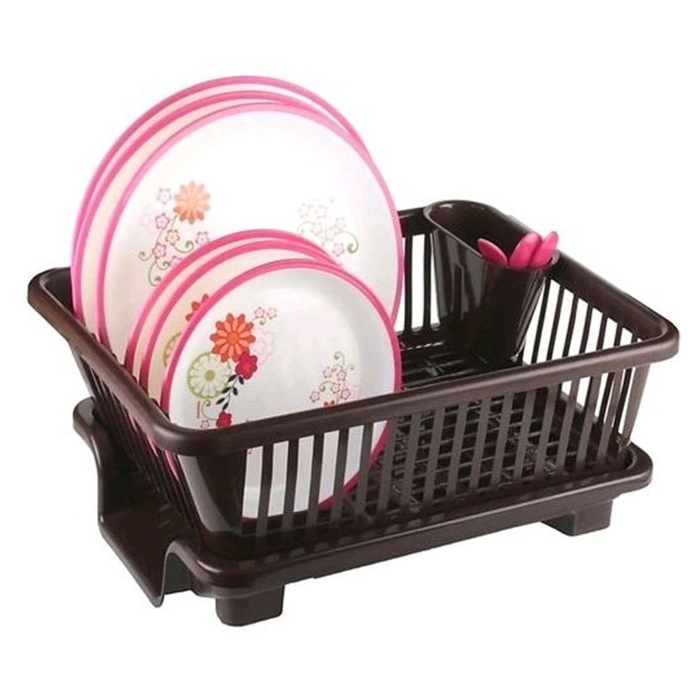 Plastic Free Standing Brown Drainer Drying Rack, For Home, Size/Dimension: 44 X 30.5 X 14.8 cm
