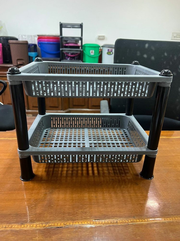 Plastic 2 Layer Fruits And Vegetable Racks, For Home