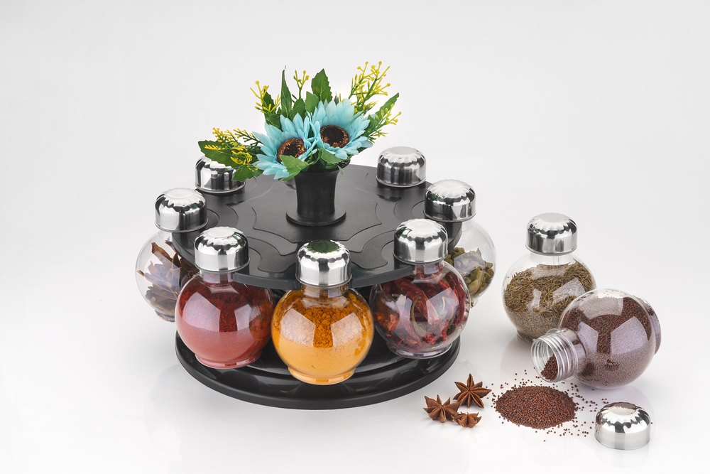 Kkart Black spice rack 8 jar