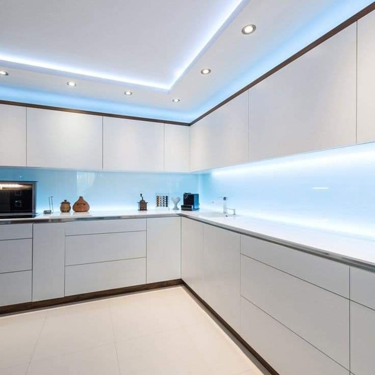 Modern Modular Kitchen Woodwork & Led Lighting