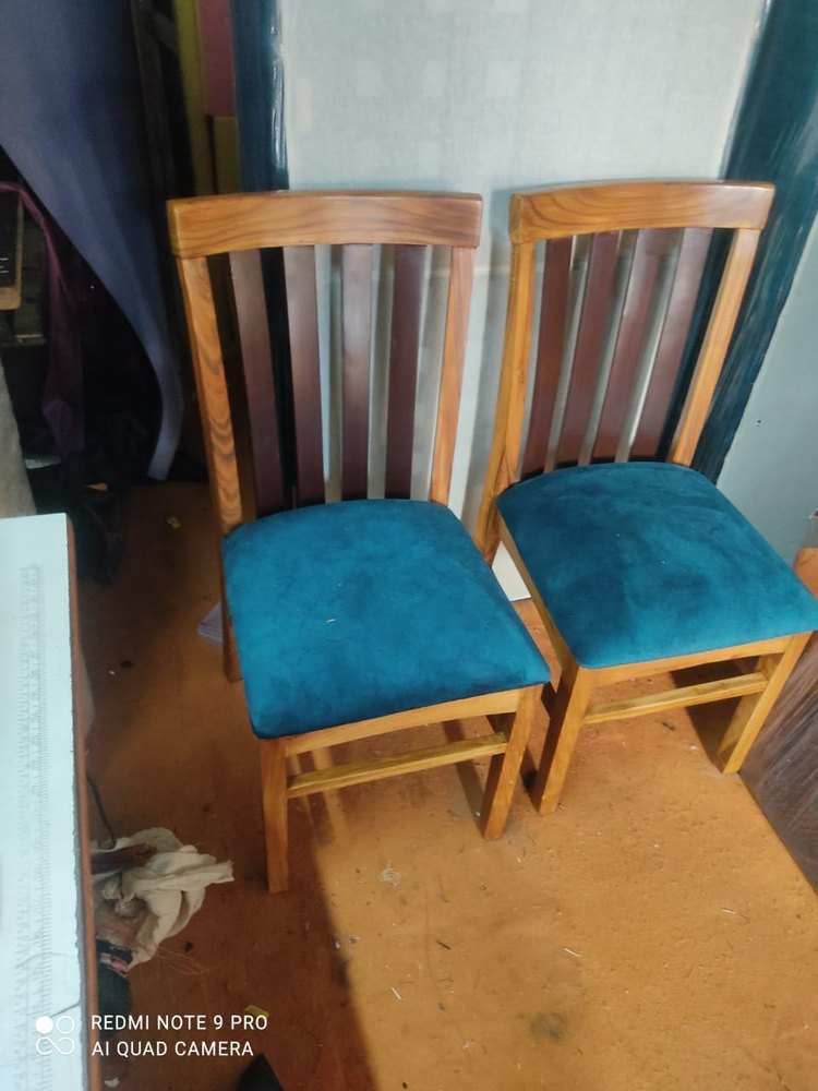 Wood Dining Chairs For Dining Room Table, Rustic Teak Finish, , With Cushion