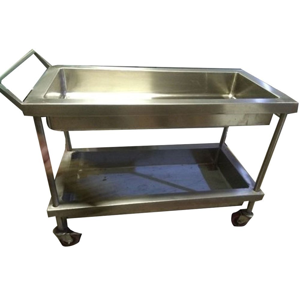 Dev Kitchens 2 Shelves SS Bussing Kitchen Trolley, Load Capacity: 100 kg