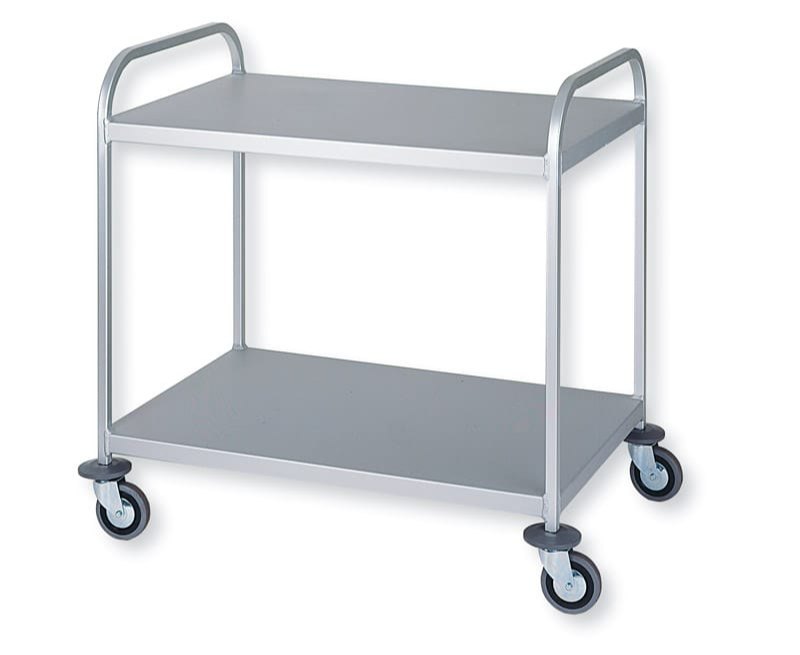 Megafab Silver SS Two Shelves Trolley, Size/Dimension: 17 X 24 X 30 Inch (w X L X H), Load Capacity: 50 Kg