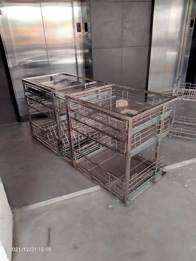 Stainless Steel 3 Shelves SS Kitchen Trolley, Size/Dimensions: Standard