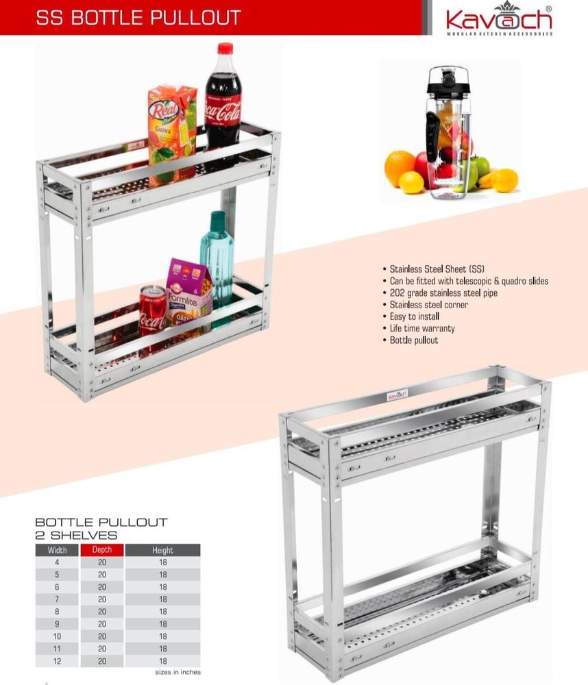 2 Shelves Stainless Steel Kitchen Trolley, Size/Dimensions: Standard