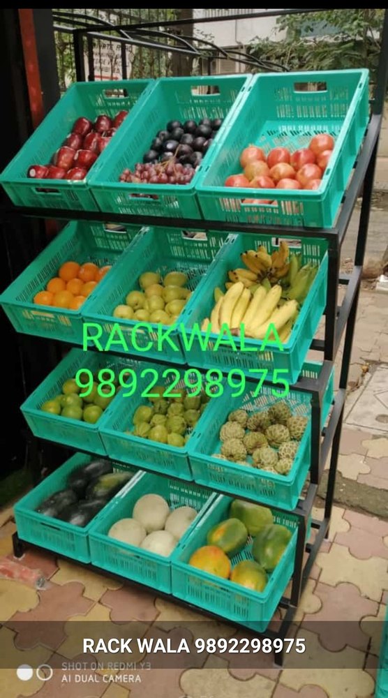 Mild Steel Black Fruit And Vegetable Display Stands, Size: 6\' X 3.5\' X 2\'
