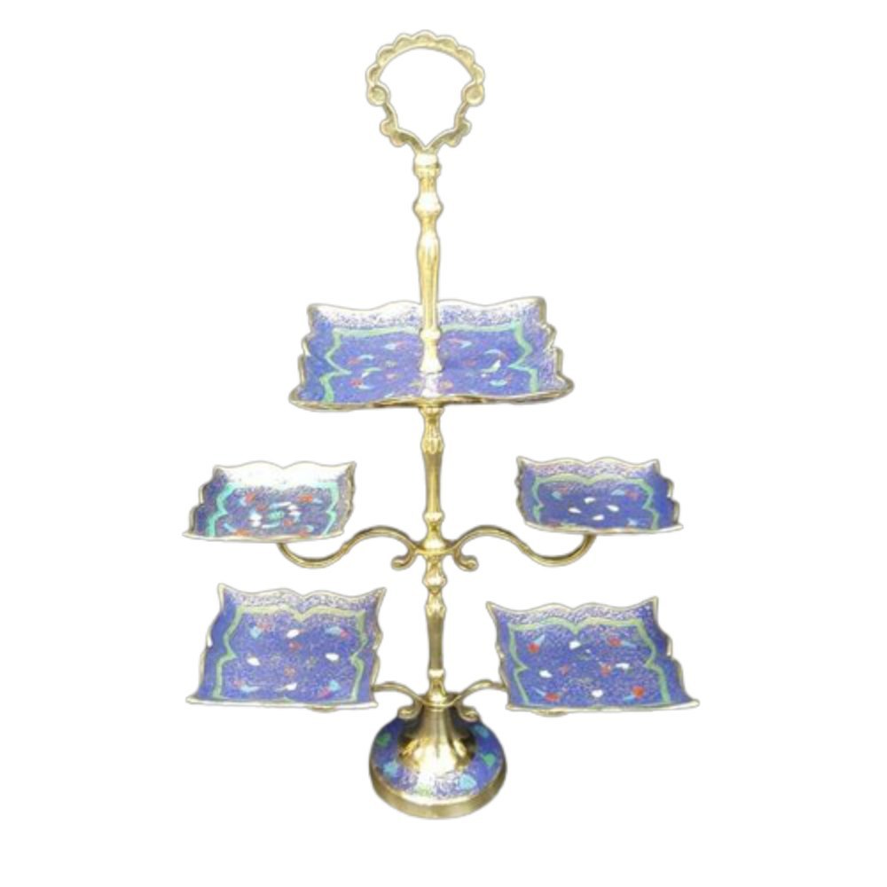 Brass Blue Fruit Stand, For Home, Size: 18x14inch