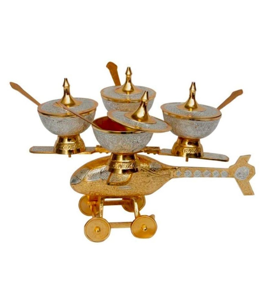 Hand Crafted Metal Brass Fruit Stand, For Hotel