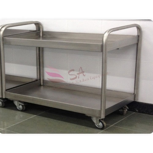 Silver Stainless Steel Commercial Kitchen Trolley