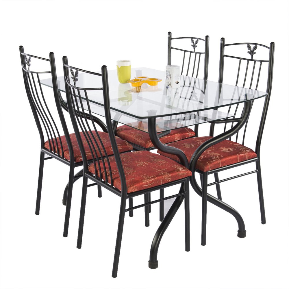 Polished Rectangular Designer Wrought Iron Dinning Set