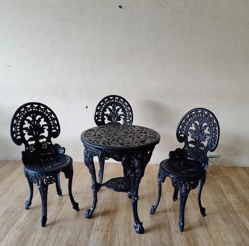 Cast Iron Dining Table Set, 3 seater