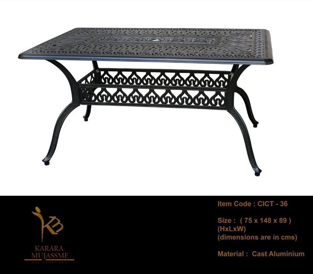 Standard Cast Aluminium Dining Table, For Garden, Size: 75 X 148 X 89 ( H X L X W ) Cm