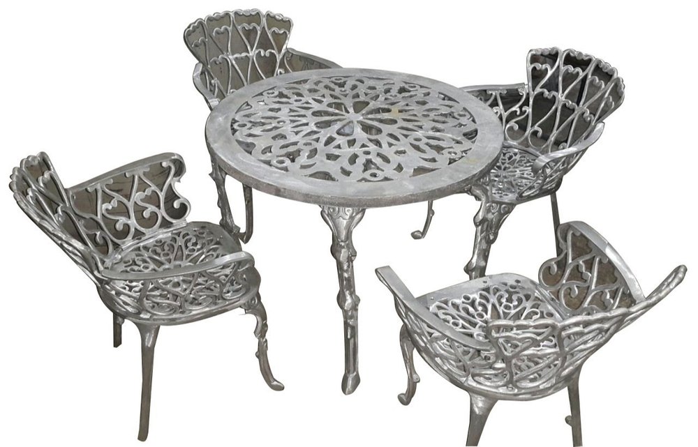 Paint Coated Aluminium Table Chair Set, For Home