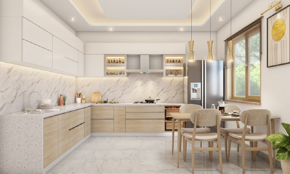 German HDHMR U Shaped Godrej Modern Modular Kitchen