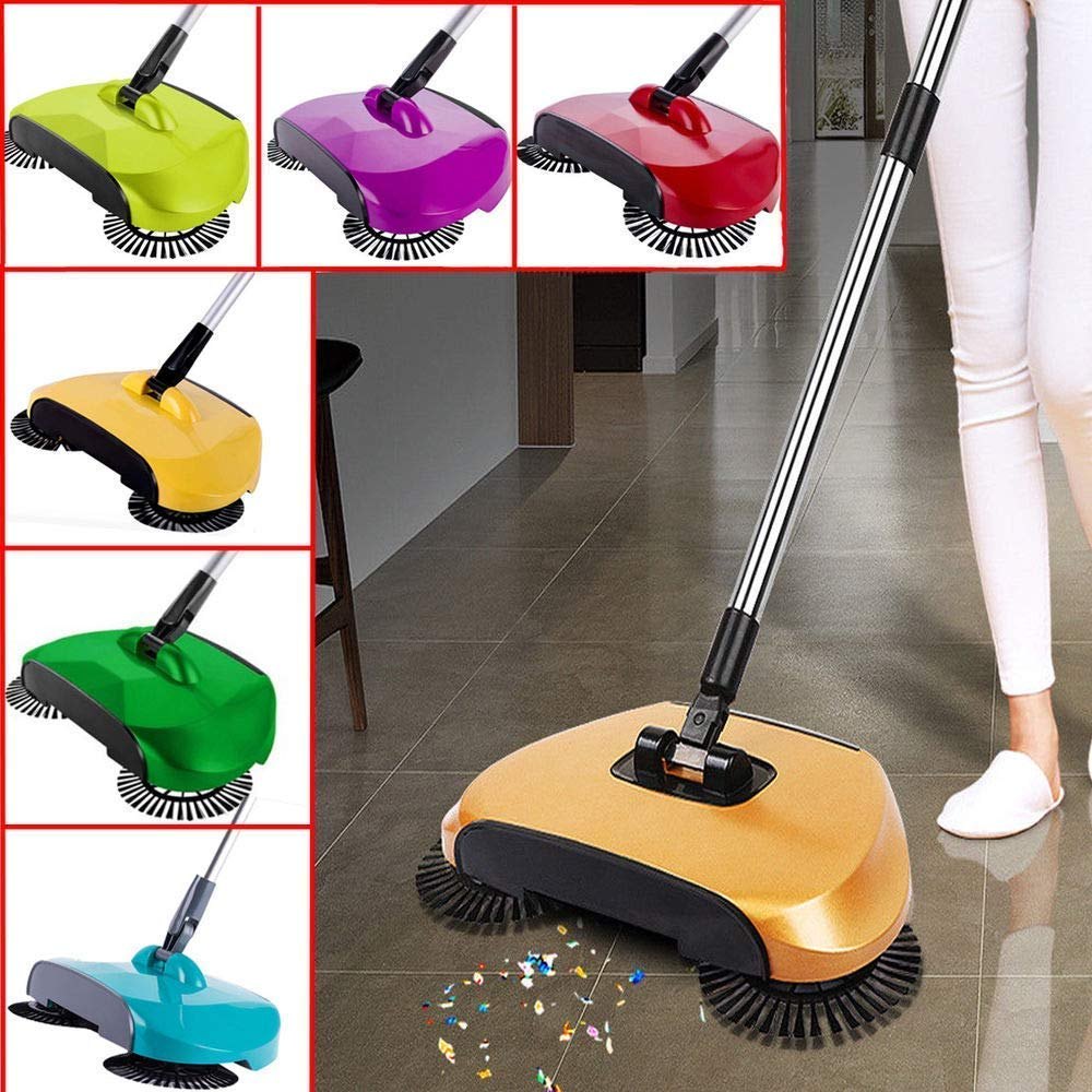 Multicolor PLASTIC Sweep Drag All-in-One Household Hand Push Rotating Sweeping Broom, For Floor Cleaning