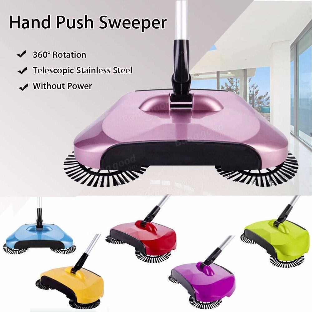 Auto Spin Hand Push Sweeping Broom Floor Dust Cleaning Sweeper Cleaner Mop Tool