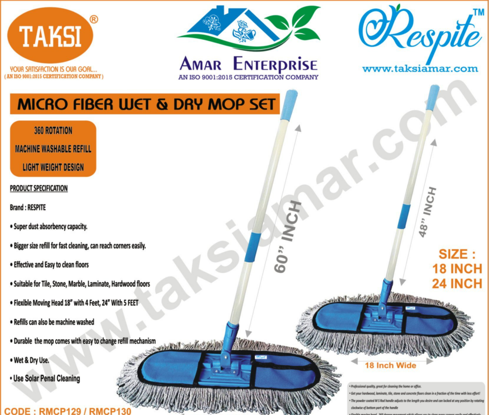 Blue Respite Microfiber Wet & Dry Mop Set Heavy Duty, For Floor Cleaning