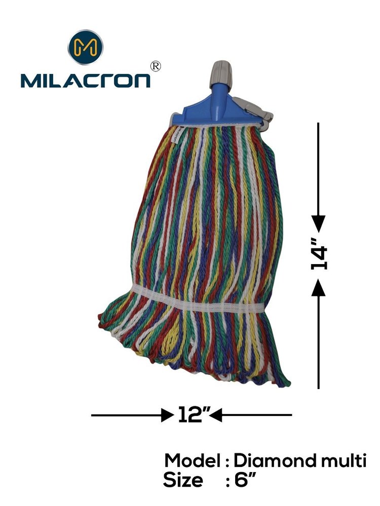Plastic Diamond multi clip mop With SS pipe ( 4 Feet Lenth ), Grade: Virgin, Size: 6 Inch