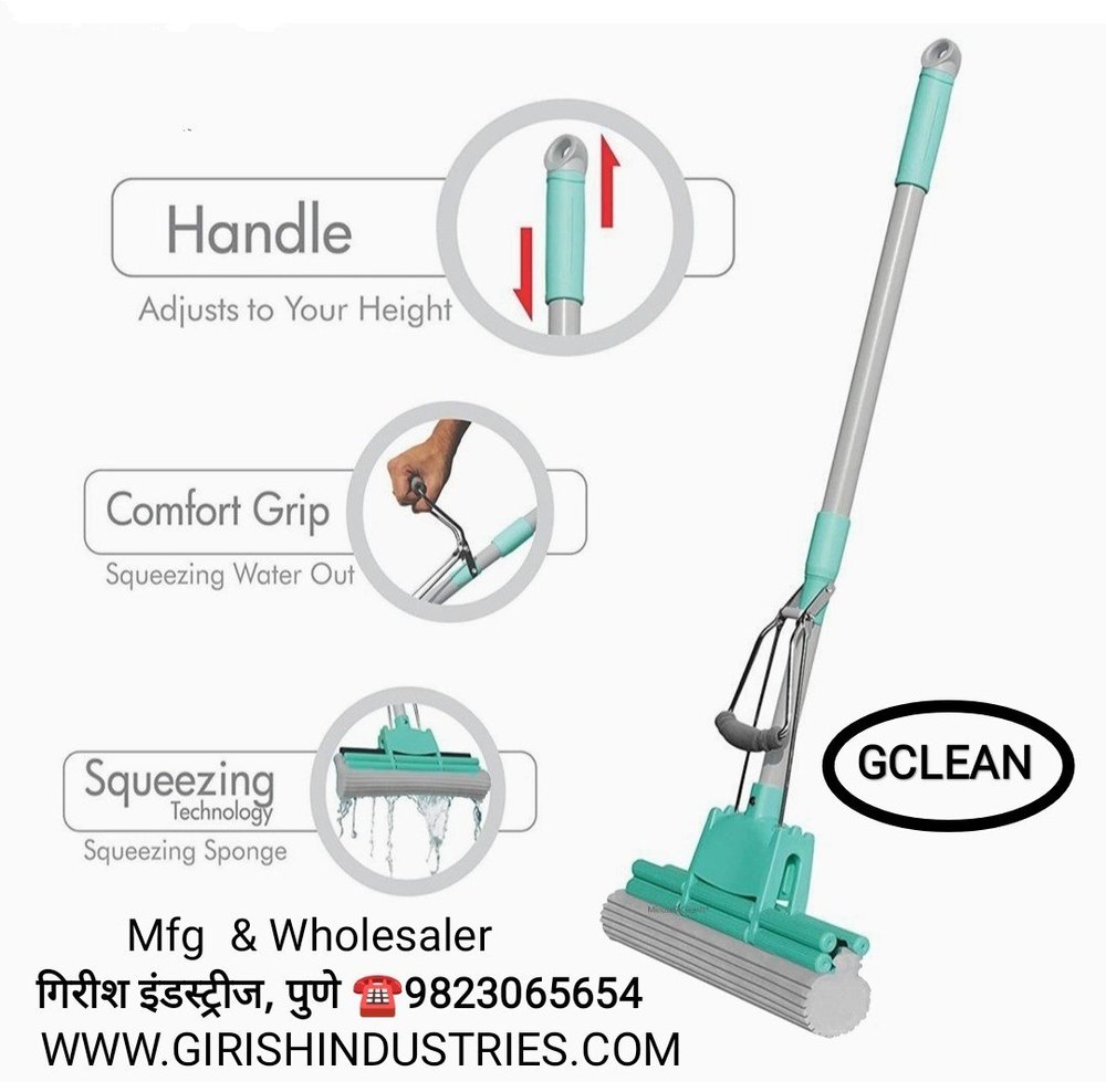 PVA Sponge Mop For Floor Cleaning, Stainless Steel Butterfly Mop For Bathroom Cleaning