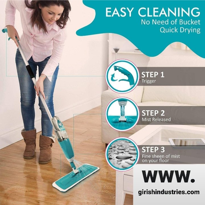 Microfiber Floor Cleaning Spray Mop With Removable Washable Cleaning Pad & Integrated Water Spray