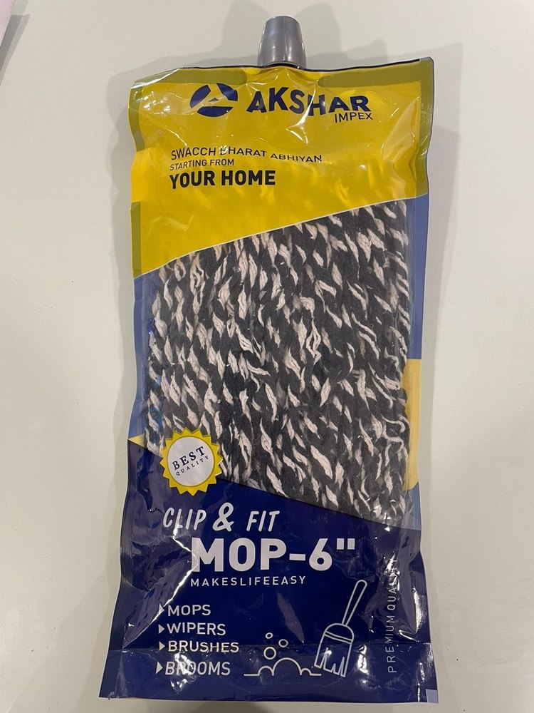 Cotton Semi Clip Mop 6 Inch, For Floor Cleaning, Packaging Type: PP Pouch