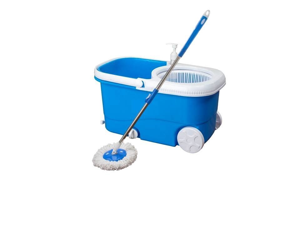 Rectangular Shape Elegant Spin Mop Bucket With Easy Wheels With Plastic Wringer, For Floor Cleaning, Size: 48mm X 26mm X 24mm