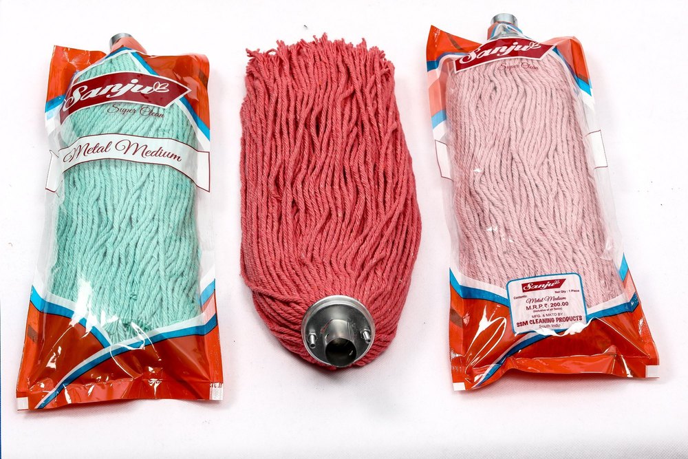 Cotton Medium Metal Cup Single Color Mop, For Floor Cleaning, Size: 7/8