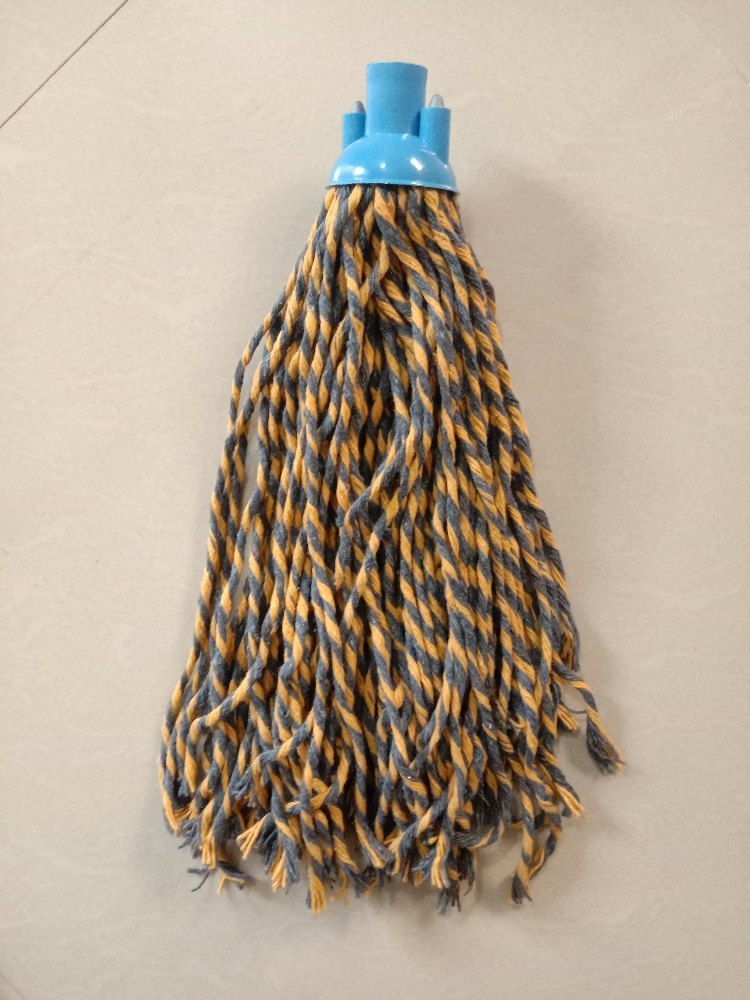 Grey, Yellow Cotton Two Color Round Cup Mop RiFil, For Floor Cleaning