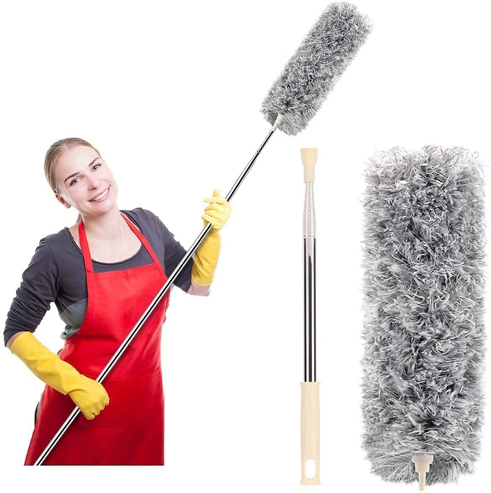 Fan Cleaning Duster with 100 inches Expandable Pole Handle Washable Duster for High Ceiling Fans