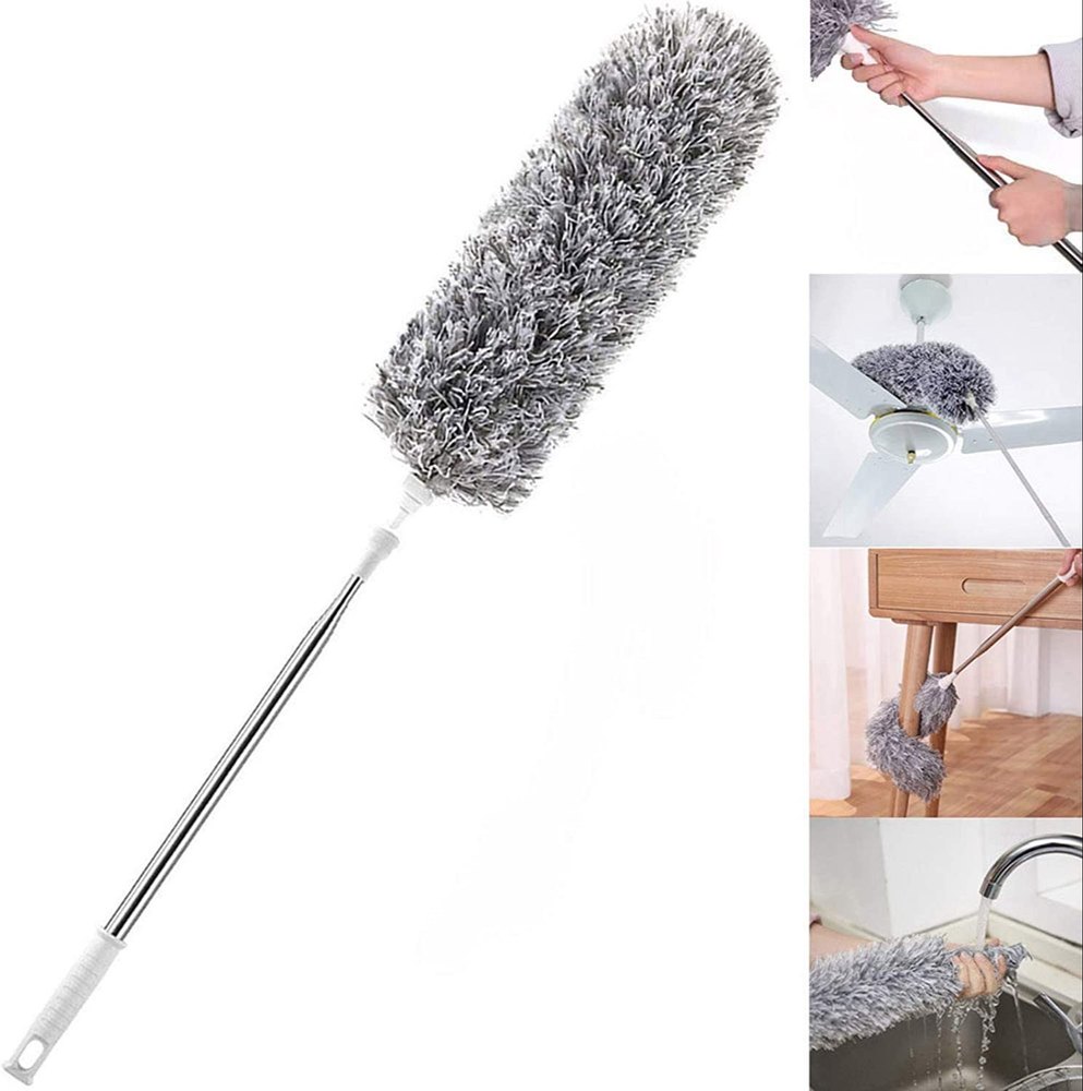 HEMICO Microfiber Feather Duster with Extendable Pole, 30-100 inches Extra Long Duster for Cleaning