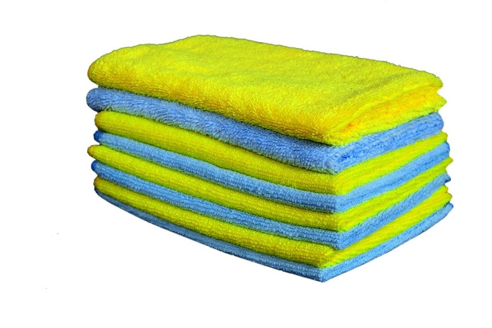 Yellow, Blue Microfiber Car Cleaning Towel Cloth
