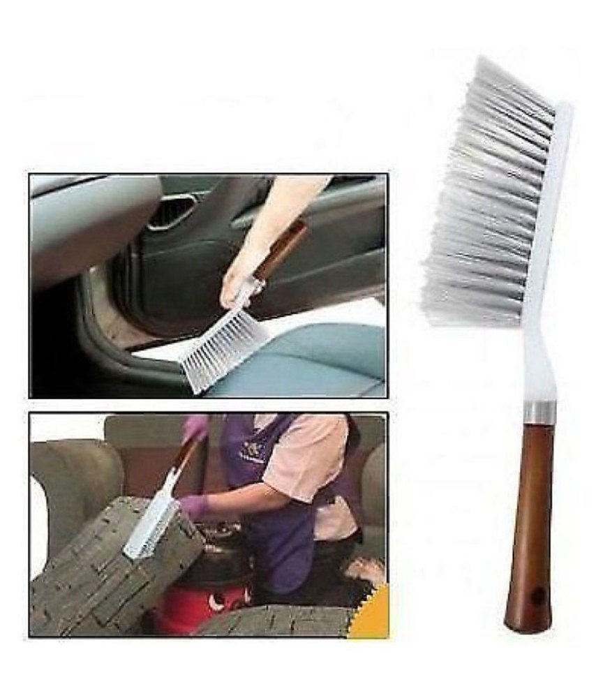 Soft White+Brown Carpet Brush With Wooden Look, for Carpet Cleaning