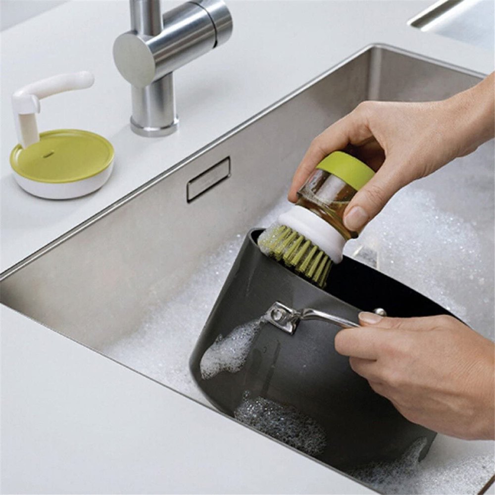 Plastic Multicolor Kitchen Soap Dispensing Palm Brush