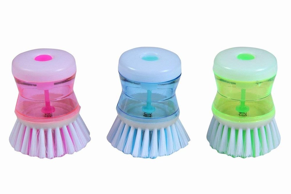 Plastic Kitchen Sink Brush With Soap Dispenser