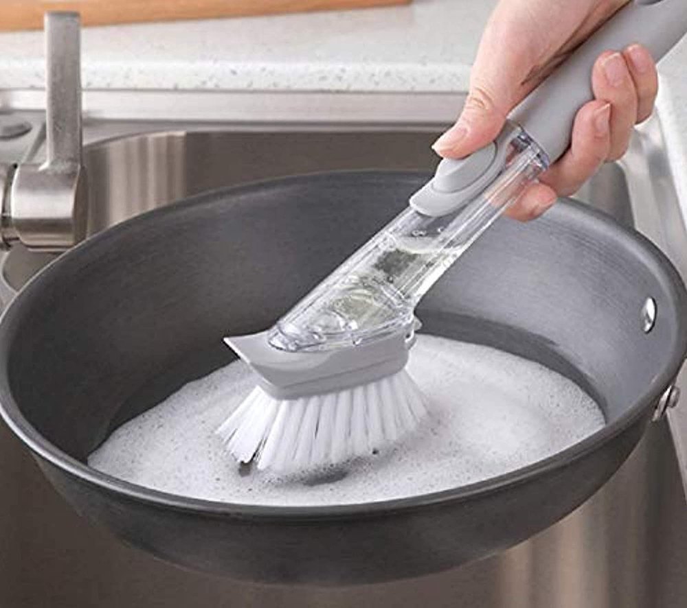 Dish Bowl Washing Brush with Refill Liquid Soap Dispenser With Wok Brush