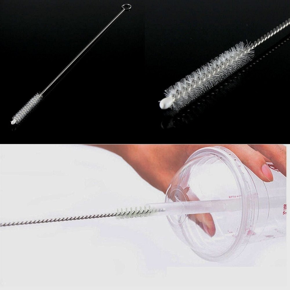 Soft White Nylon Bristles Drinking Straw Cleaning Brushes, Size: Long