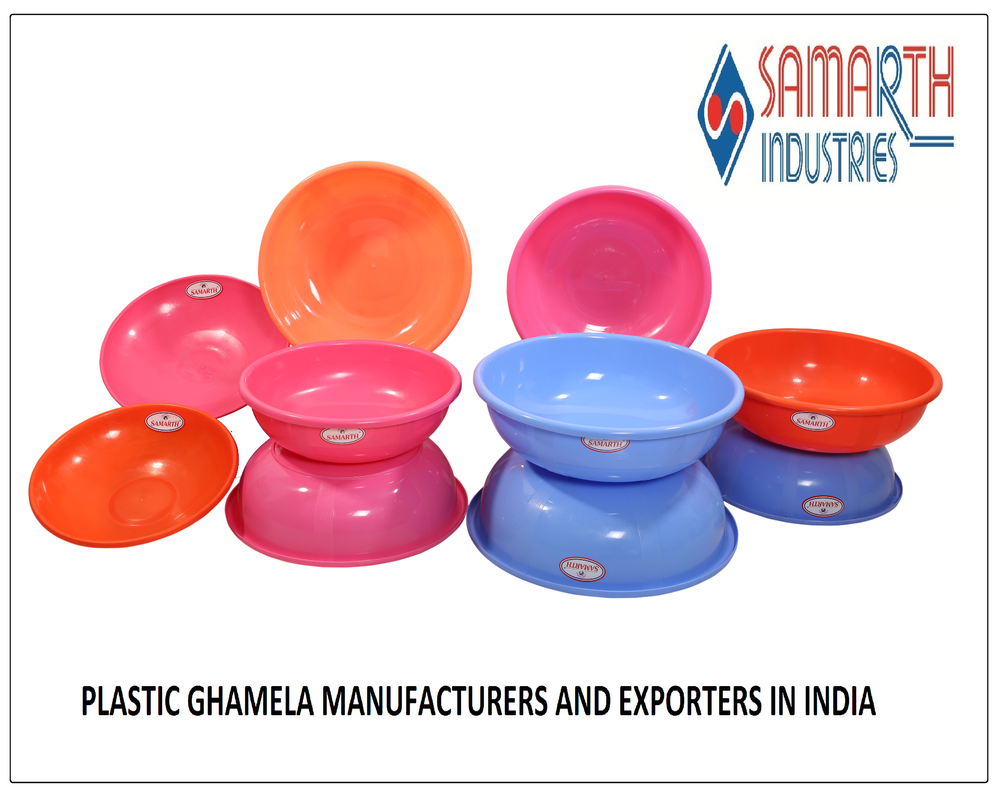 Round Blue & Orange Virgin Plastic Ghamela, For Household, Size: 18 Inch