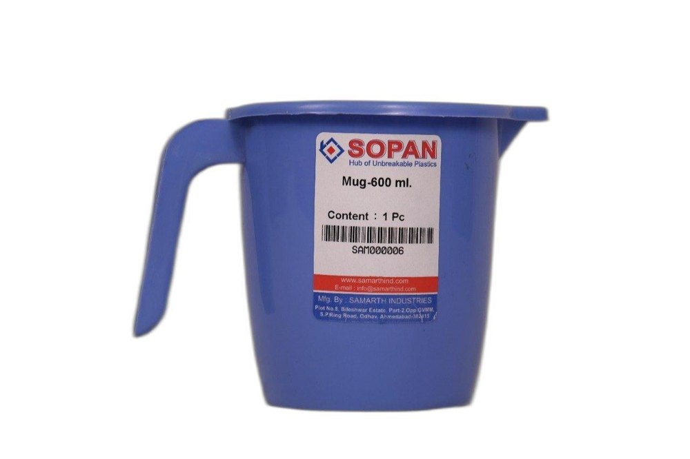 Samarth Plain Plastic Unbreakable Mug, For Bathroom, Size: 1 Ltr