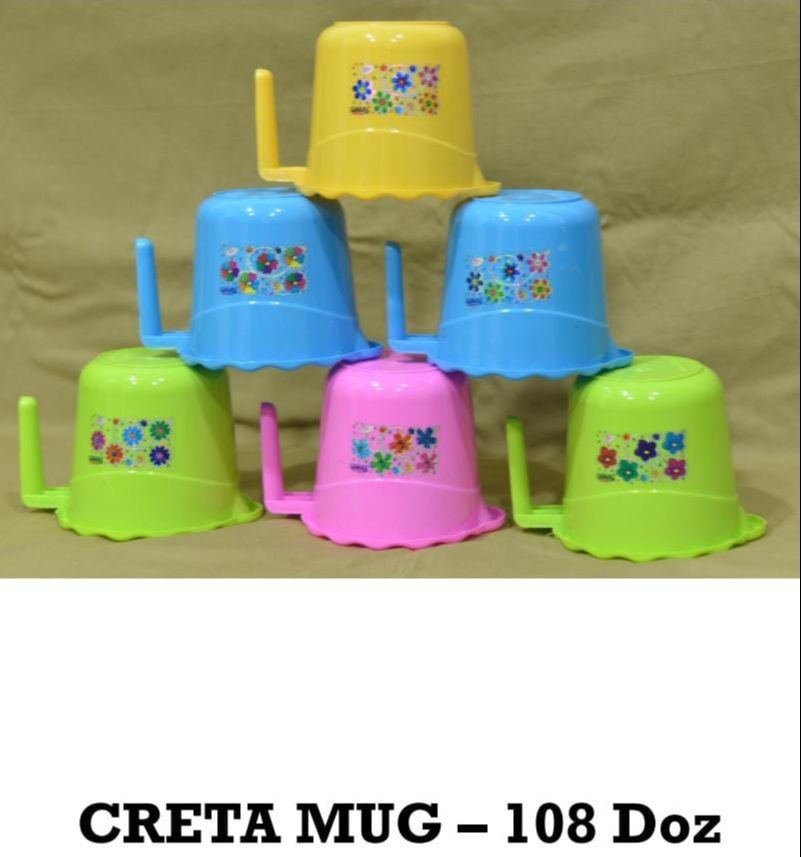 Plastic Pink Blue Green Yellow Creta Mug