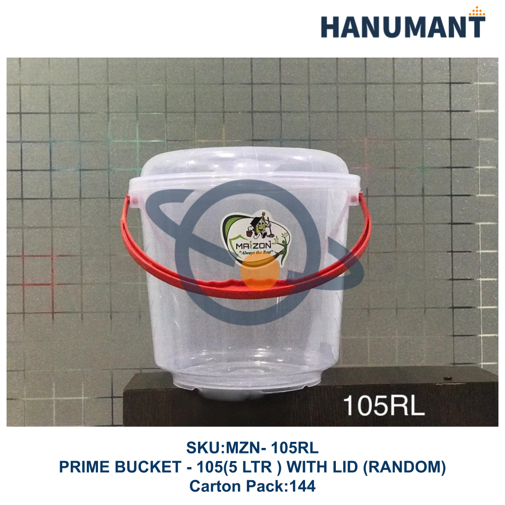 Plastic Prime Bucket - 105 With Lid Transparent, For Household, Size: 5 Liters
